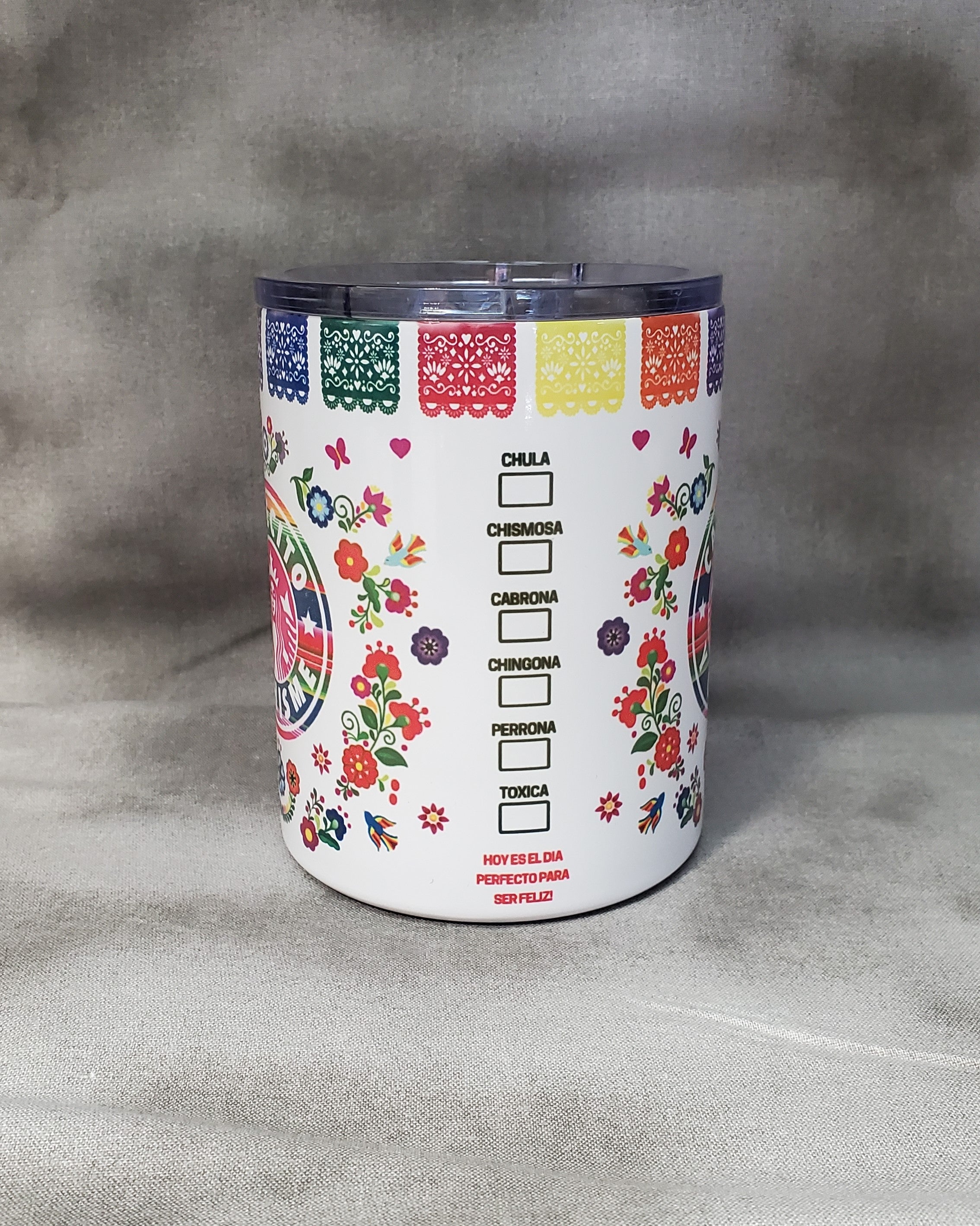 Cafecito Y Chisme Stainless Steel Camping Cup with Lid