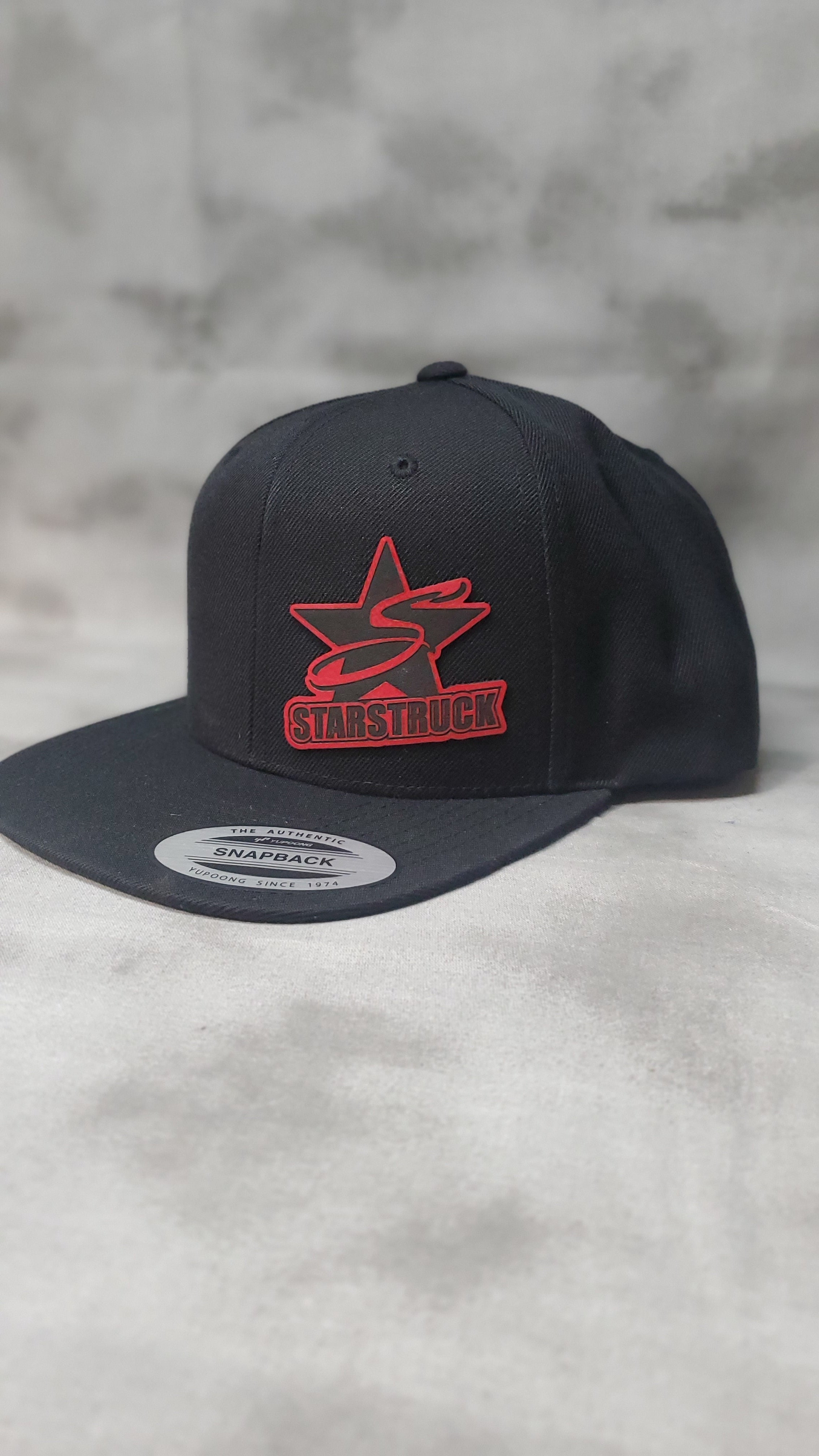 Starstruck Black Hat with Red Leather Patch