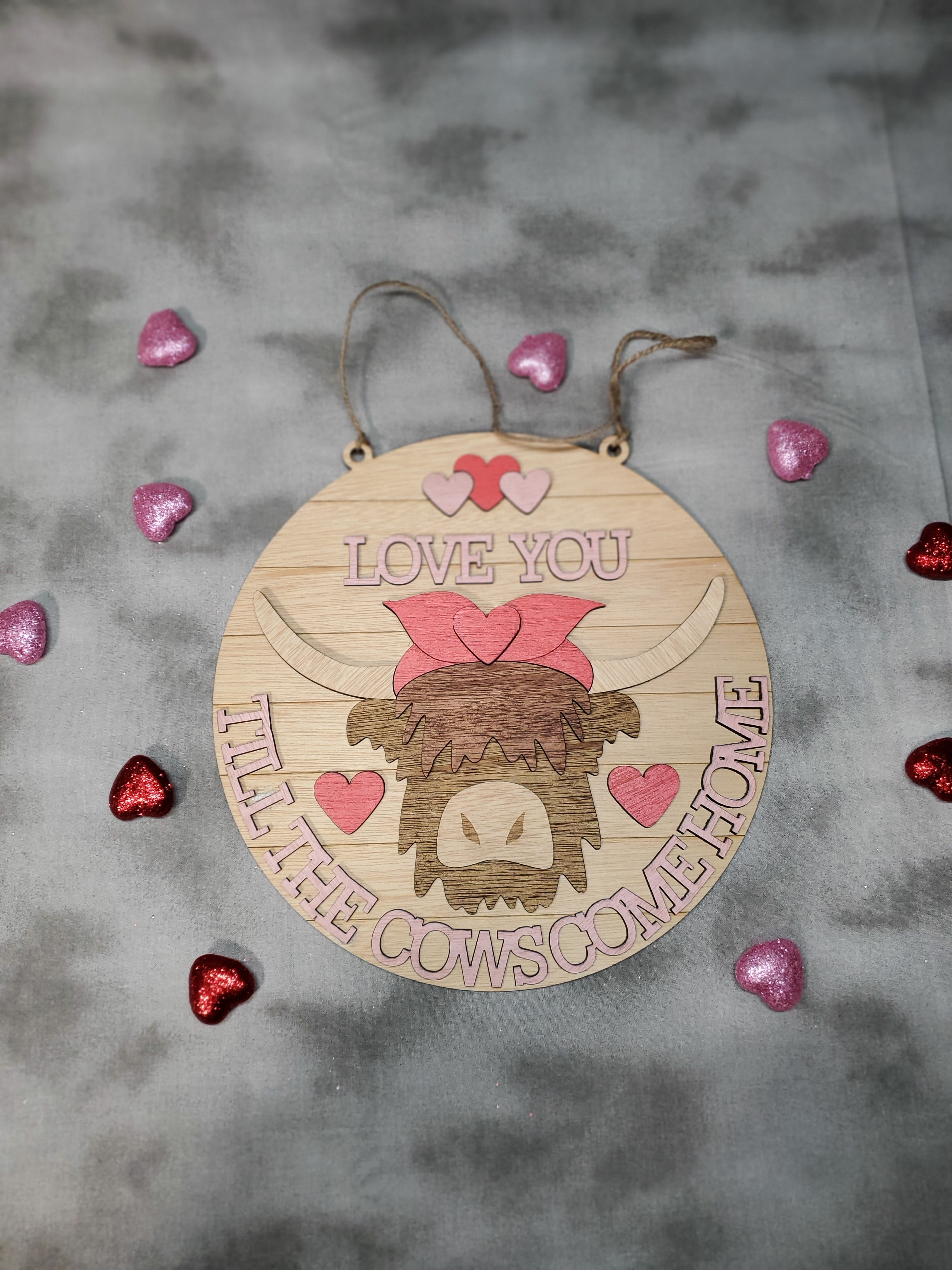 Highland Cow Door Hanger- Valentine's Day