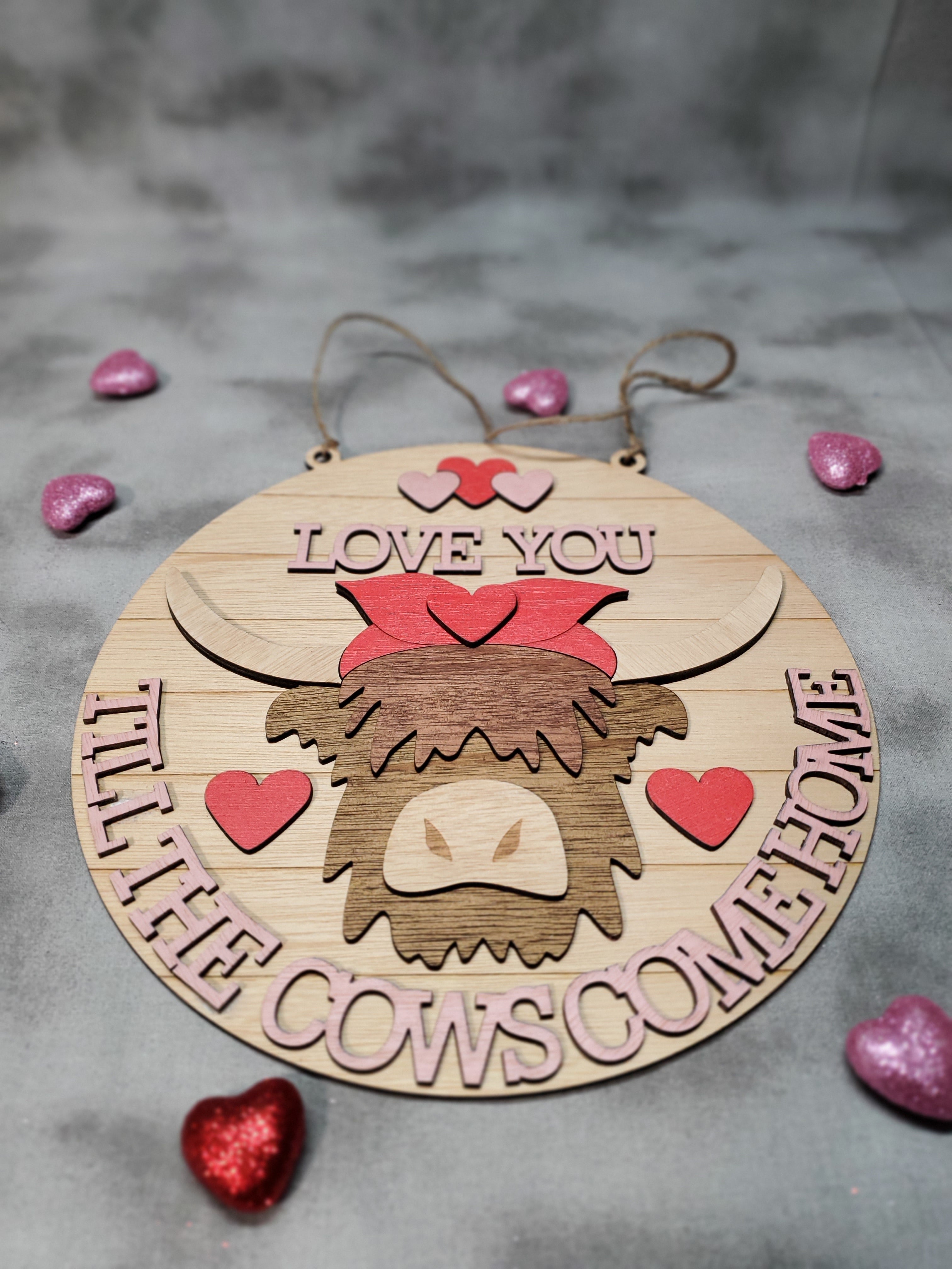 Highland Cow Door Hanger- Valentine's Day
