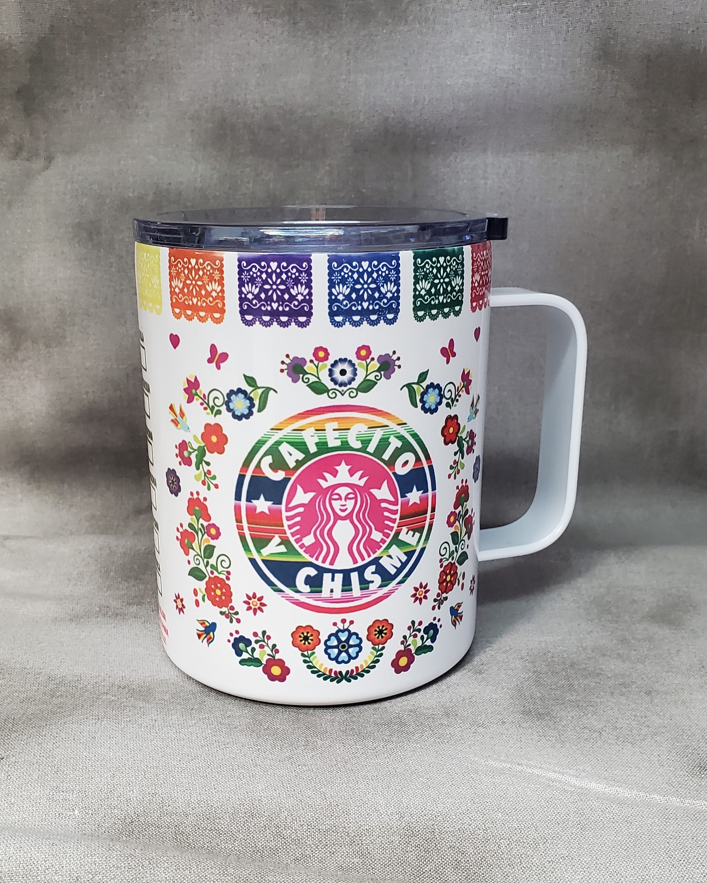 Cafecito Y Chisme Stainless Steel Camping Cup with Lid