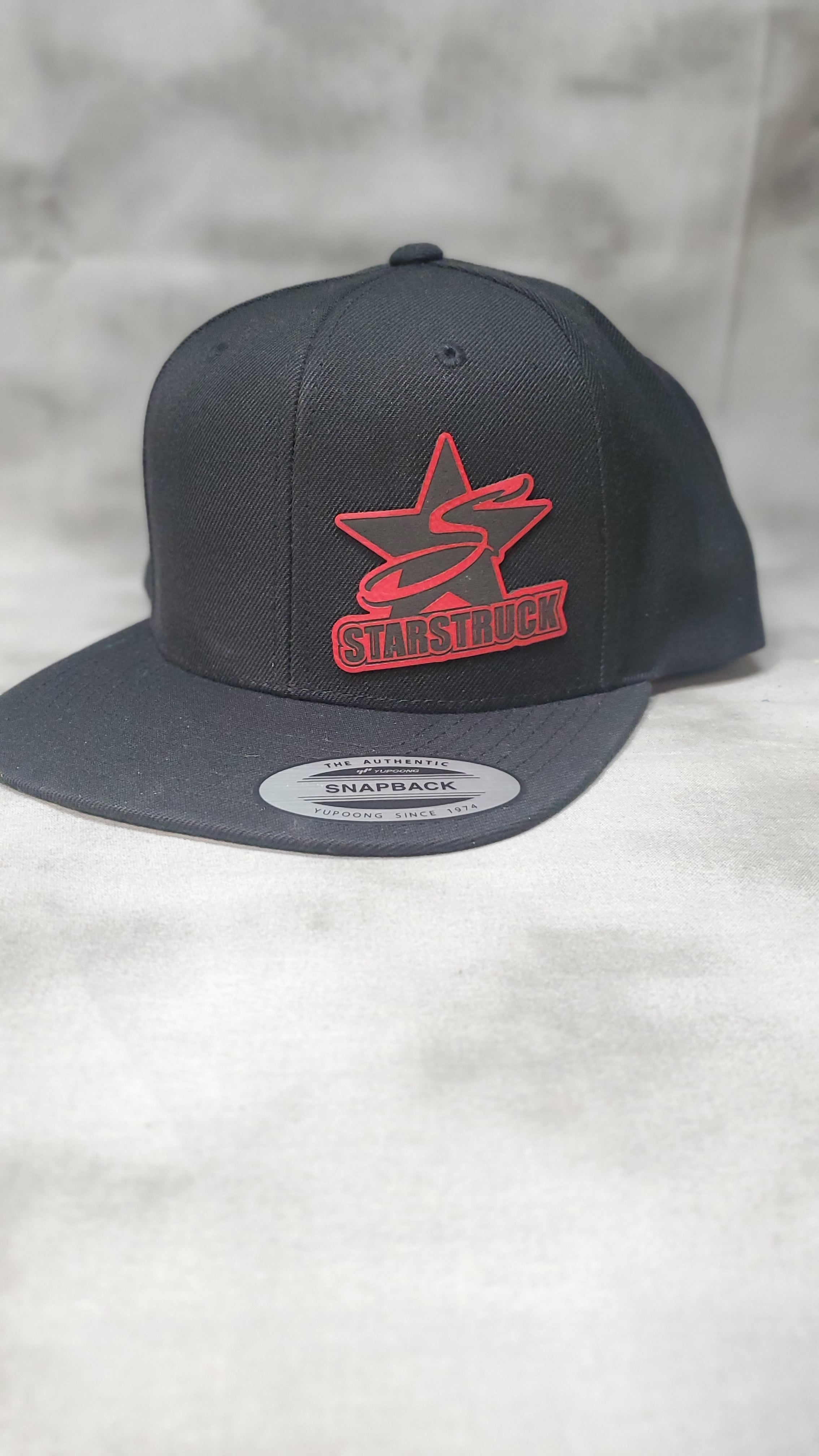 Starstruck Black Hat with Red Leather Patch