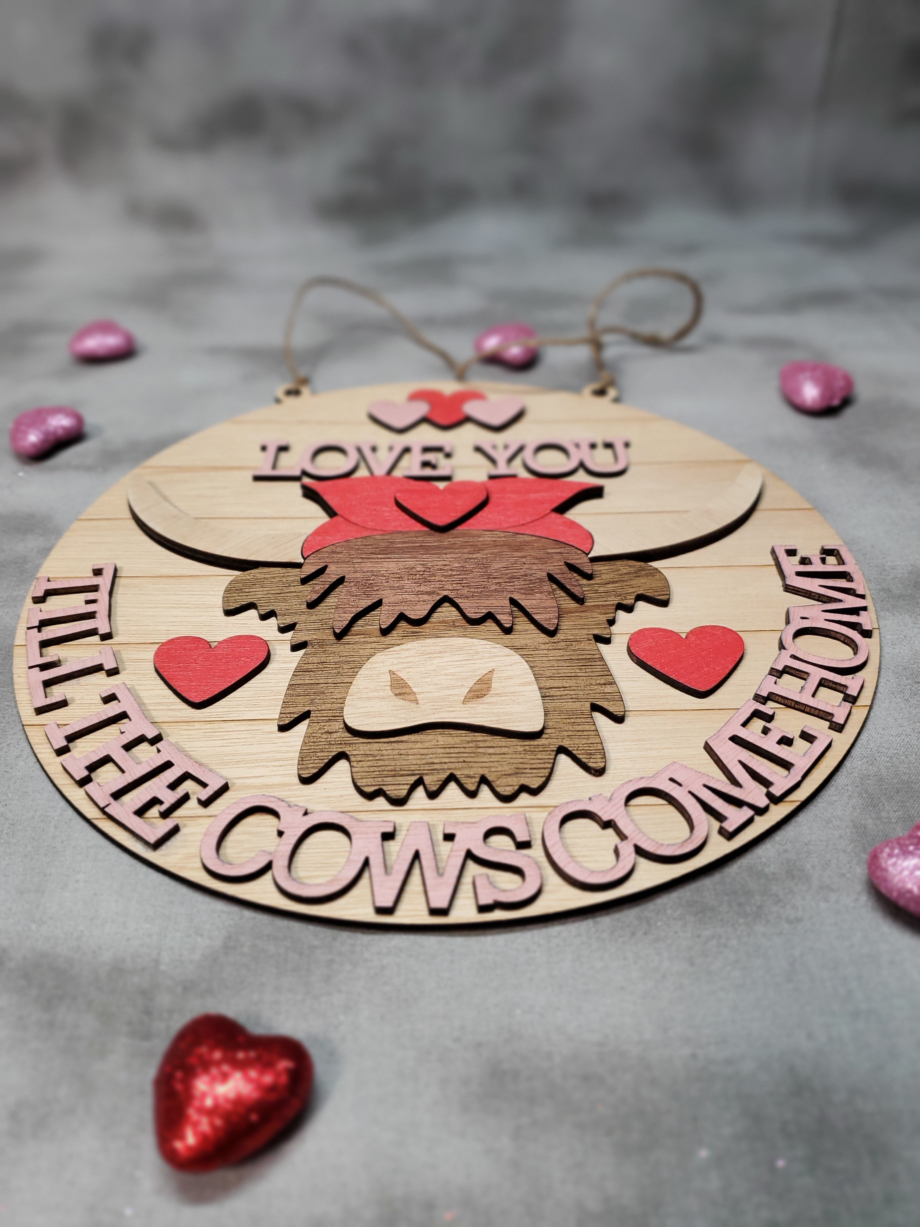 Highland Cow Door Hanger- Valentine's Day