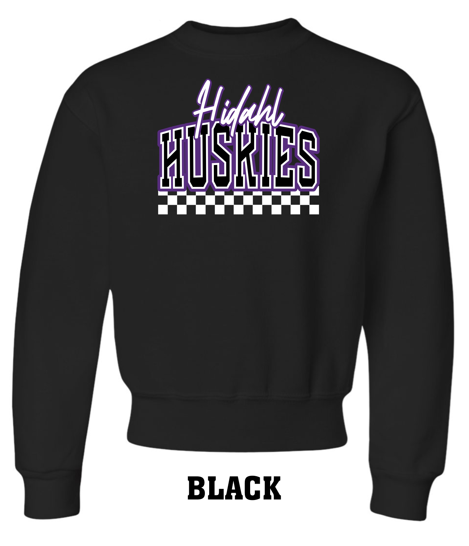 Hidahl Huskies Checkered Crewneck Sweatshirt
