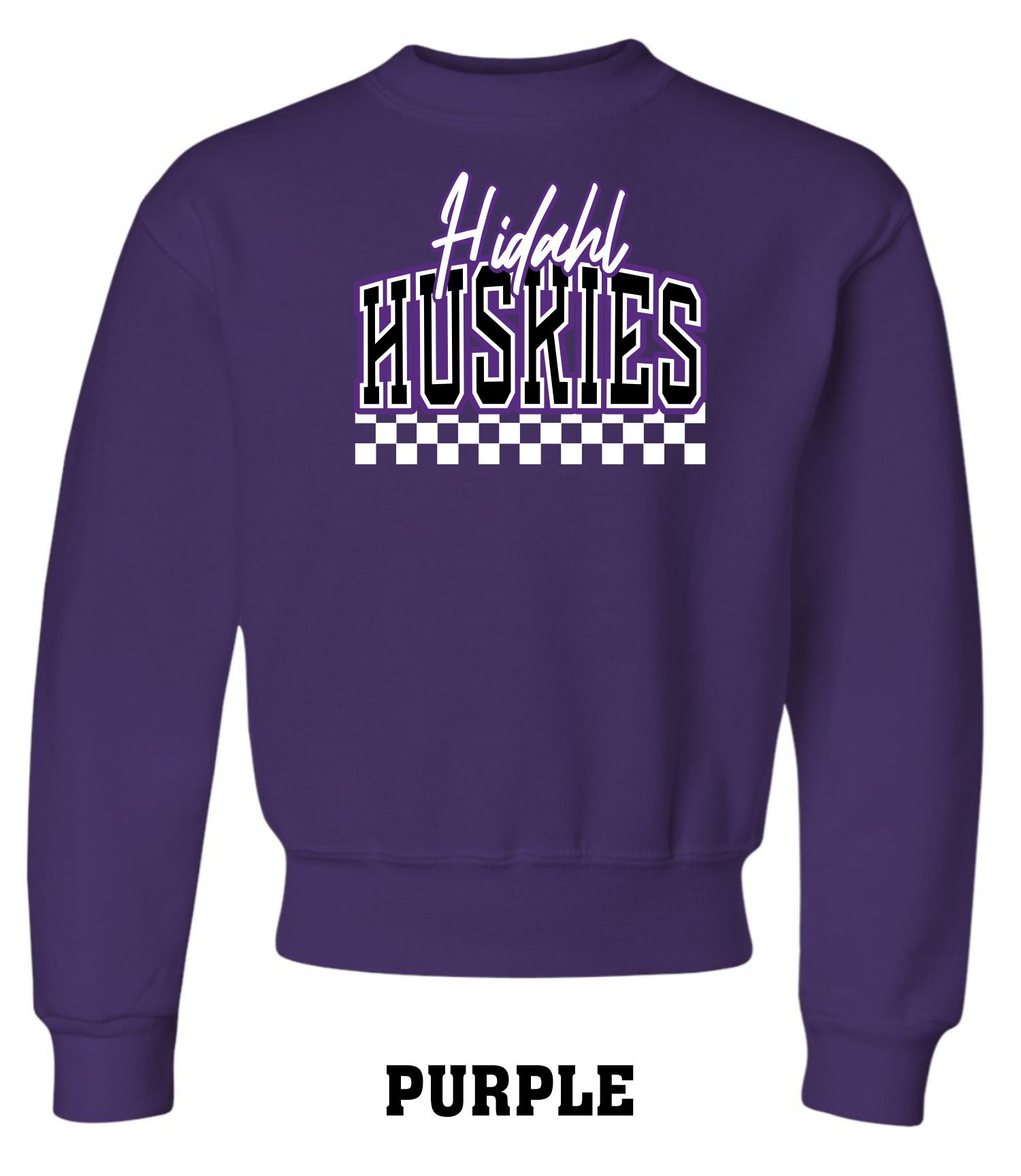 Hidahl Huskies Checkered Crewneck Sweatshirt